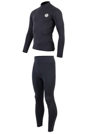 Two Bare Feet Mens Aspect Back Zip 2.5mm Wetsuit Jacket & Pants Set (Black)