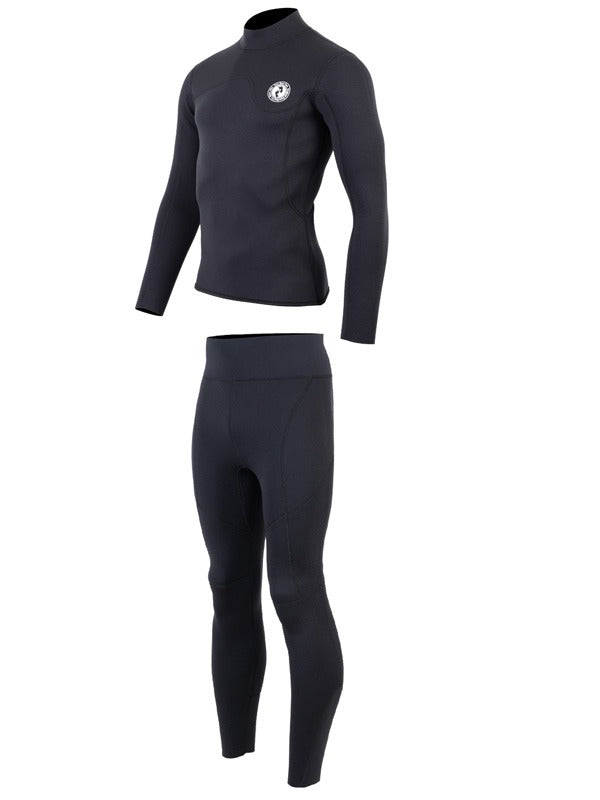 Two Bare Feet Mens Aspect Back Zip 2.5mm Wetsuit Jacket & Pants Set (Black)