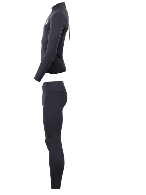 Two Bare Feet Mens Aspect Back Zip 2.5mm Wetsuit Jacket & Pants Set (Black)