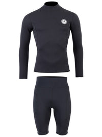 Two Bare Feet Mens Aspect Back Zip 2.5mm Wetsuit Jacket & Shorts Set (Black)