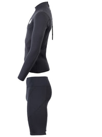 Two Bare Feet Mens Aspect Back Zip 2.5mm Wetsuit Jacket & Shorts Set (Black)