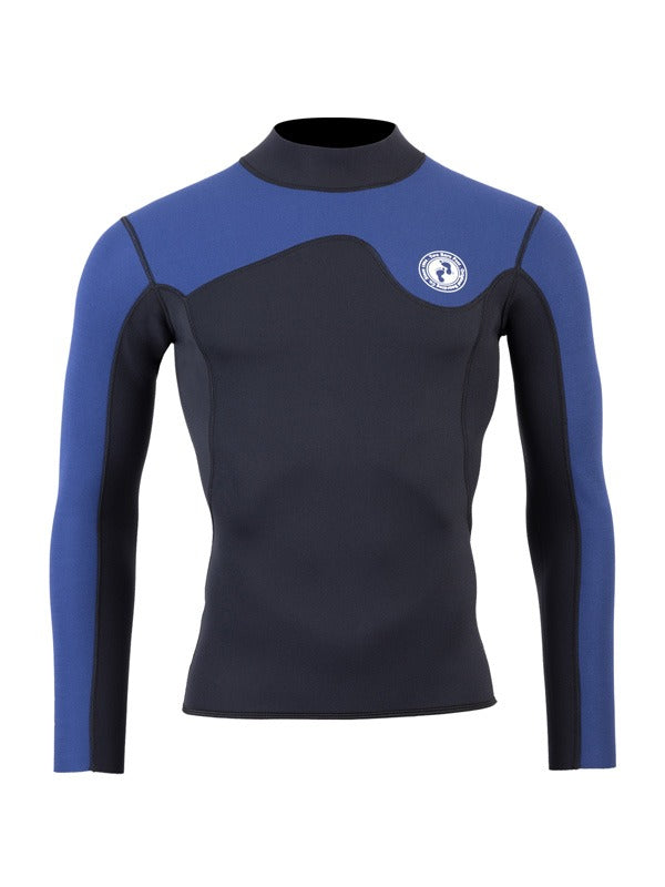 Two Bare Feet Mens Aspect Fleece Lined Zipless Thermal 2.5mm Superstretch Wetsuit Top (Black/Blue)
