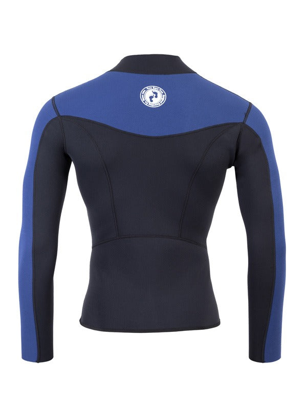 Two Bare Feet Mens Aspect Fleece Lined Zipless Thermal 2.5mm Superstretch Wetsuit Top (Black/Blue)