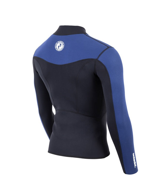 Two Bare Feet Mens Aspect Fleece Lined Zipless Thermal 2.5mm Superstretch Wetsuit Top (Black/Blue)