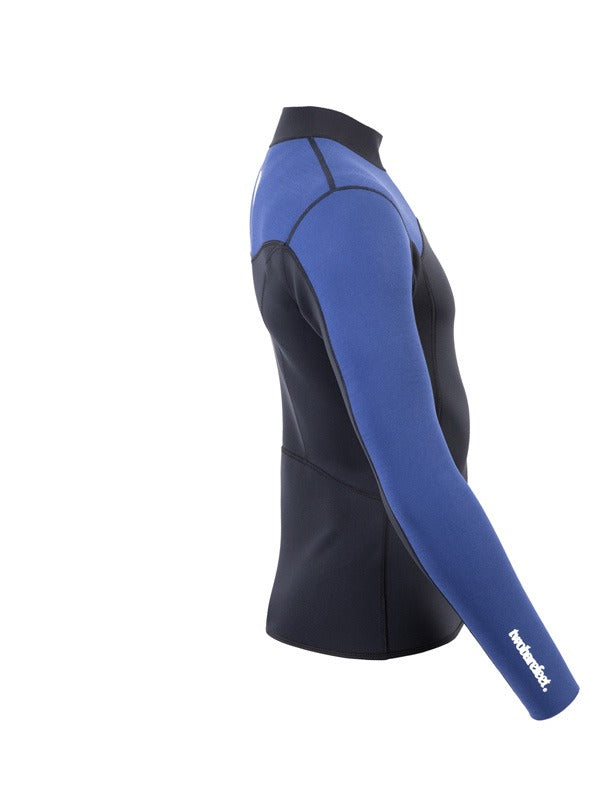 Two Bare Feet Mens Aspect Fleece Lined Zipless Thermal 2.5mm Superstretch Wetsuit Top (Black/Blue)