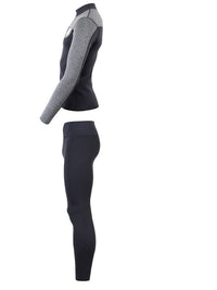 Two Bare Feet Mens Aspect Fleece Lined Zipless Thermal 2.5mm Superstretch Wetsuit Top & Pants Set (Black/Grey)