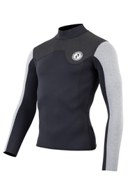 Two Bare Feet Mens Aspect Fleece Lined Zipless Thermal 2.5mm Superstretch Wetsuit Top (Black/Grey/Grey)