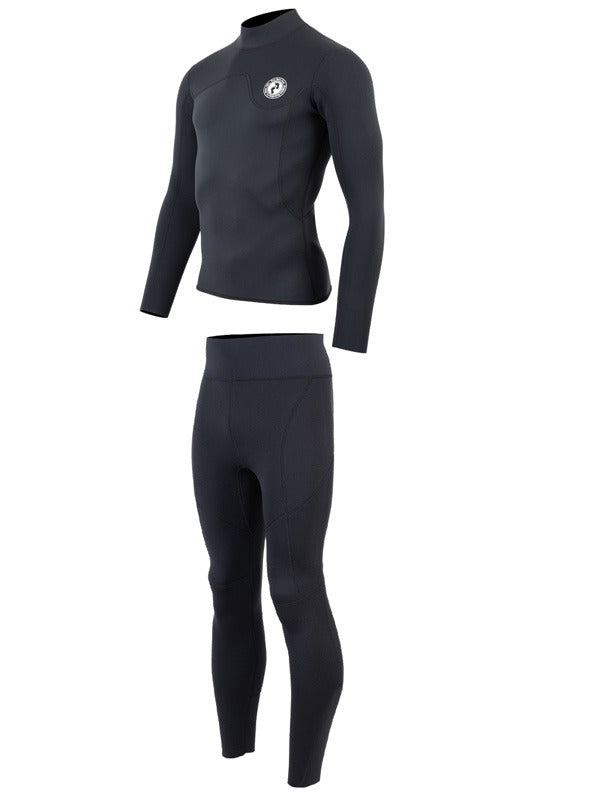 Two Bare Feet Mens Aspect Fleece Lined Zipless Thermal 2.5mm Superstretch Wetsuit Top & Pants Set (Black)