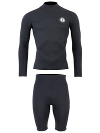 Two Bare Feet Mens Aspect Fleece Lined Zipless Thermal 2.5mm Superstretch Wetsuit Top & Shorts Set (Black)