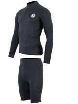 Two Bare Feet Mens Aspect Fleece Lined Zipless Thermal 2.5mm Superstretch Wetsuit Top & Shorts Set (Black)