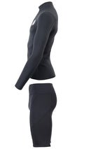 Two Bare Feet Mens Aspect Fleece Lined Zipless Thermal 2.5mm Superstretch Wetsuit Top & Shorts Set (Black)