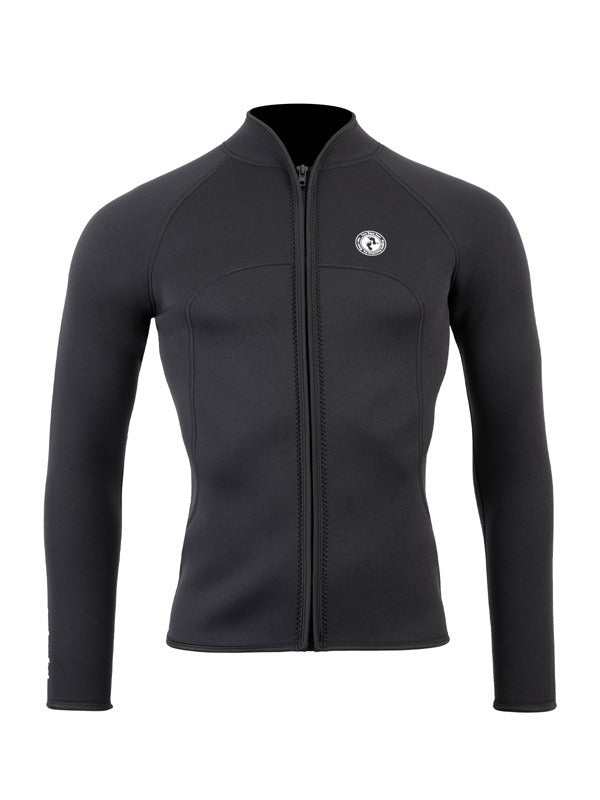 Two Bare Feet Mens Heritage 3mm Full Zip Long Sleeve Wetsuit Jacket (Black)