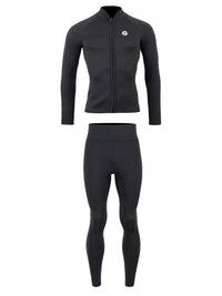 Two Bare Feet Mens Heritage Full Zip 3mm Wetsuit Jacket & Pants Set (Black)