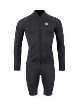Two Bare Feet Mens Heritage Full Zip 3mm Wetsuit Jacket & Shorts Set (Black)
