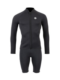 Two Bare Feet Mens Heritage Full Zip 3mm Wetsuit Jacket & Shorts Set (Black)