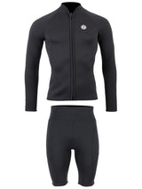 Two Bare Feet Mens Heritage Full Zip 3mm Wetsuit Jacket & Shorts Set (Black)