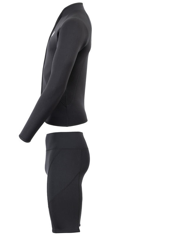 Two Bare Feet Mens Heritage Full Zip 3mm Wetsuit Jacket & Shorts Set (Black)