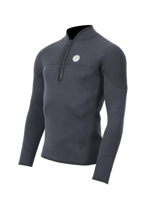Two Bare Feet Mens Heritage 3mm Half Zip Long Sleeve Wetsuit Jacket (Black)