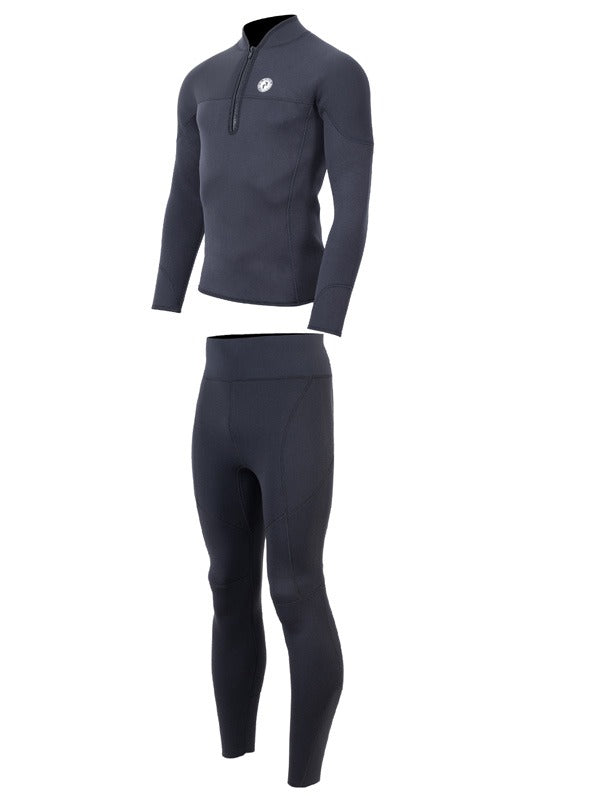 Two Bare Feet Mens Heritage Half Zip 3mm Wetsuit Jacket & Pants Set (Black)