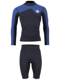 Two Bare Feet Mens Aspect Fleece Lined Zipless Thermal 2.5mm Superstretch Wetsuit Top & Shorts Set (Black/Blue)