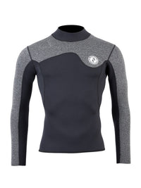 Two Bare Feet Mens Aspect Fleece Lined Zipless Thermal 2.5mm Superstretch Wetsuit Top & Shorts Set (Black/Grey)