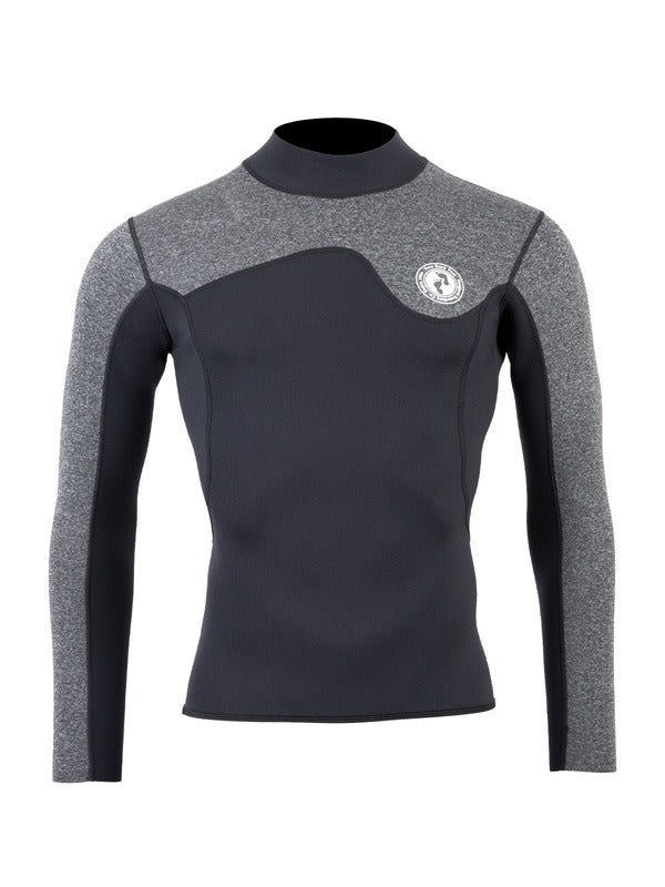 Two Bare Feet Mens Aspect Fleece Lined Zipless Thermal 2.5mm Superstretch Wetsuit Top & Shorts Set (Black/Grey)