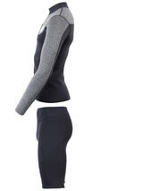 Two Bare Feet Mens Aspect Fleece Lined Zipless Thermal 2.5mm Superstretch Wetsuit Top & Shorts Set (Black/Grey)