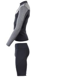 Two Bare Feet Mens Aspect Fleece Lined Zipless Thermal 2.5mm Superstretch Wetsuit Top & Shorts Set (Black/Grey)