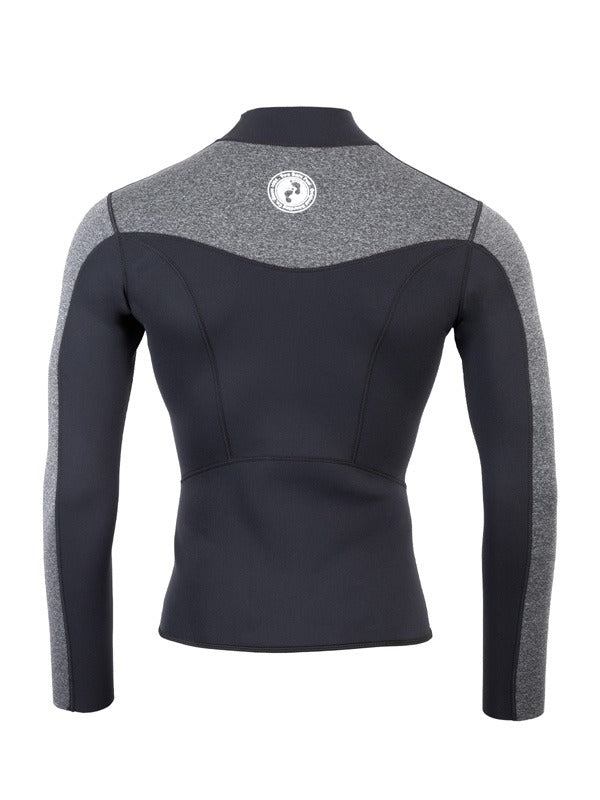 Two Bare Feet Mens Aspect Fleece Lined Zipless Thermal 2.5mm Superstretch Wetsuit Top & Shorts Set (Black/Grey)