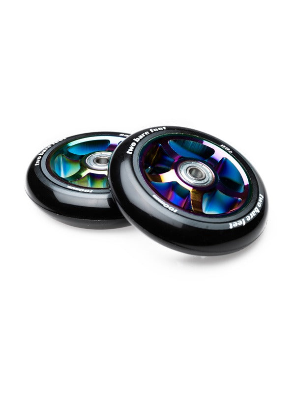 TBF Alloy Series Scooter Wheels - 5 Star (Neochrome Pair 2 x Wheels)