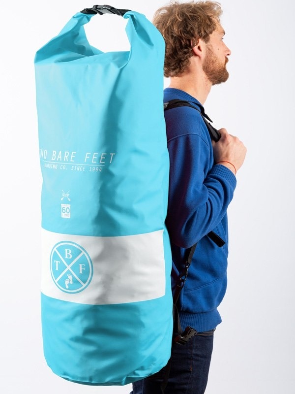 Two Bare Feet 60 Litre Waterproof Dry Bag / Inflatable Surfboard Carry Bag (Bright Aqua)