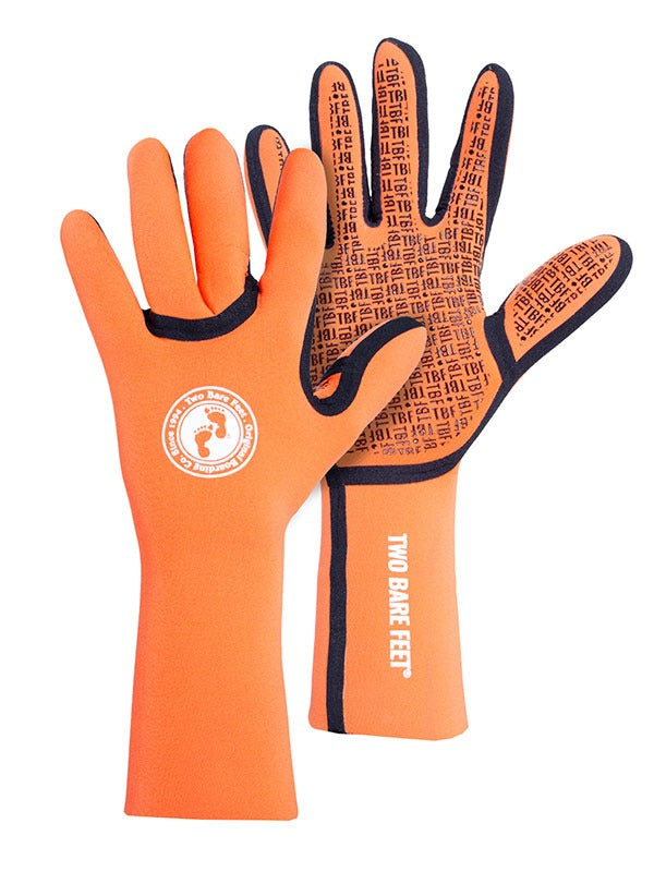 Two Bare Feet 2.5mm Neoprene Cold Water Long Cuff Swim Gloves (Orange)