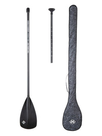 Two Bare Feet 2 Piece Carbon Hybrid SUP Paddle & Bag Package (Black)