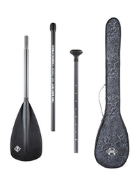 Two Bare Feet 3 Piece Carbon Hybrid SUP Paddle & Bag Package (Black)
