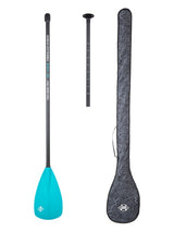 Two Bare Feet 2 Piece Fibreglass Hybrid SUP Paddle & Bag Package (Teal)