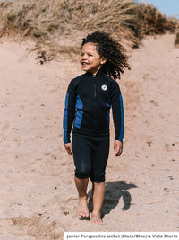 Two Bare Feet Junior Perspective Full Zip 2.5mm Wetsuit Jacket and Shorts Set (Black/Grey/Grey)