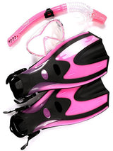 Pro Dive Series Silicone Mask, Dry Top Snorkel & F70 Fins 3 Piece Set 3 (Pink)
