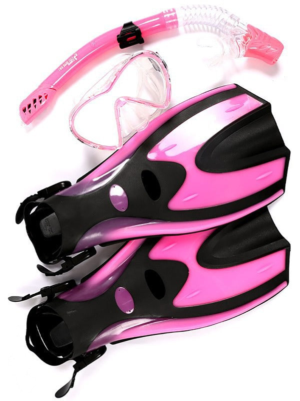 Pro Dive Series Silicone Mask, Dry Top Snorkel & F70 Fins 3 Piece Set 3 (Pink)
