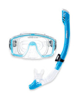 Pro Dive Series Silicone Mask, Dry Top Snorkel & F70 Fins 3 Piece Set 1 (Aqua)