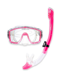 Pro Dive Series Silicone Dry Top Snorkel & Mask Set 1 (Pink)
