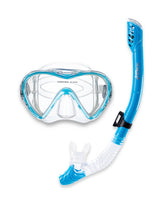 Pro Dive Series Silicone Mask, Dry Top Snorkel & F70 Fins 3 Piece Set 3 (Aqua)