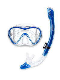 Pro Dive Series Silicone Mask, Dry Top Snorkel & F70 Fins 3 Piece Set 3 (Blue)