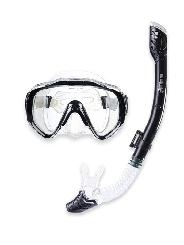 Pro Dive Series Silicone Mask, Dry Top Snorkel & F70 Fins 3 Piece Set 2 (Black)