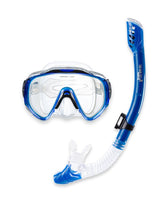 Pro Dive Series Silicone Mask, Dry Top Snorkel & F70 Fins 3 Piece Set 2 (Blue)