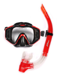 Two Bare Feet Adult PVC Snorkel & Mask (Red / Black)