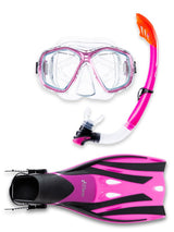PVC Mask Snorkel & F52 Fins 3pc Set (Pink)