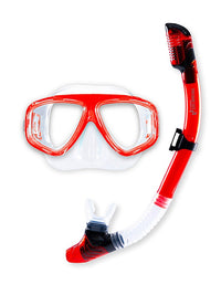 Tidal Series Silicone Dry Top Snorkel & Mask (Red)
