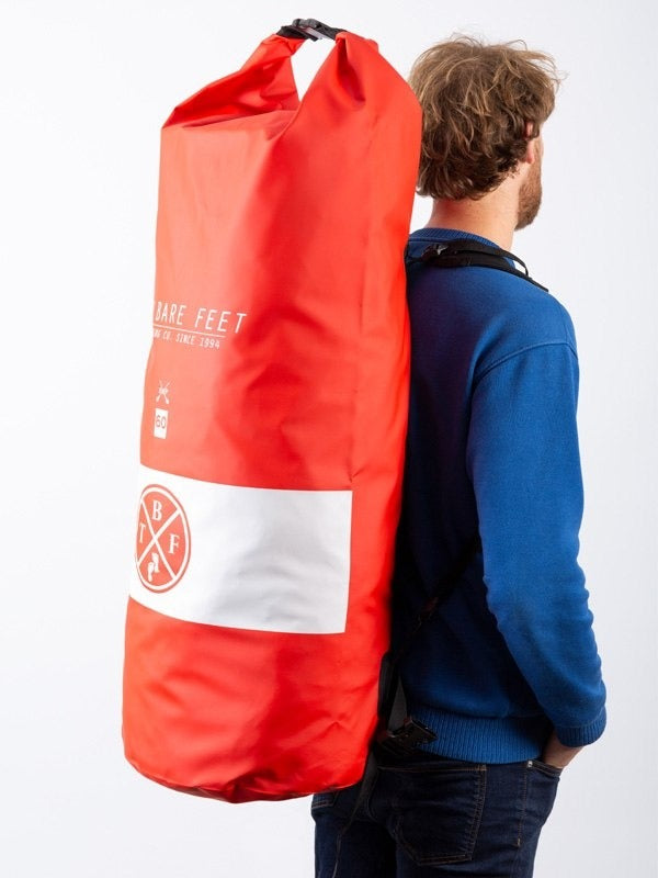 Two Bare Feet 60 Litre Waterproof Dry Bag / Inflatable Surfboard Carry Bag (Red)