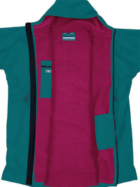 Two Bare Feet Kids Weatherproof Changing Robe with Changing Mat (Sea Green/Raspberry)