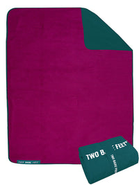 XL Sherpa Lined Waterproof Beach Travel Blanket (Sea Green/Raspberry)